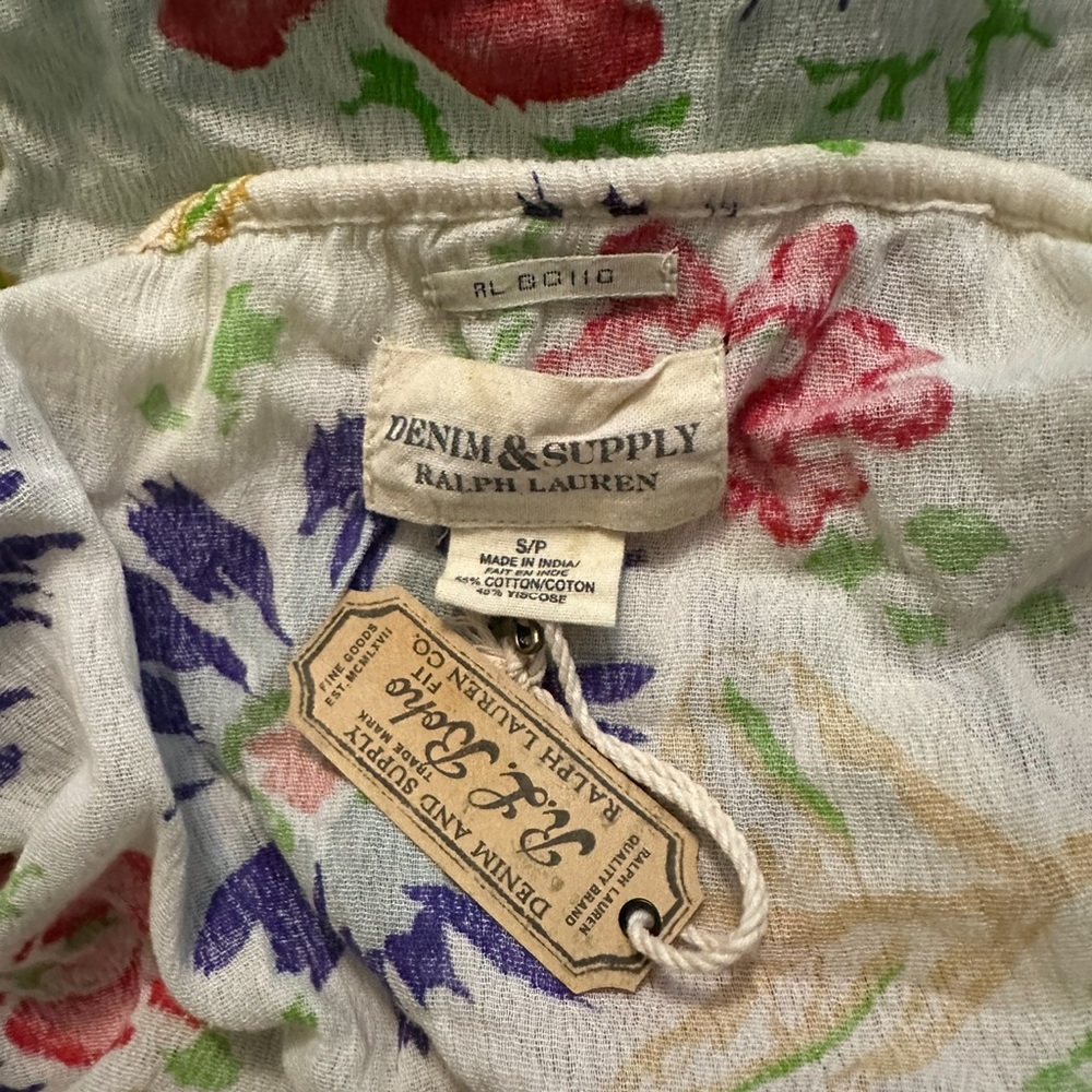 NWT Denim & Supply RL Boho Tropical Floral Print Oversized Blouse Size S - Picture 5 of 6